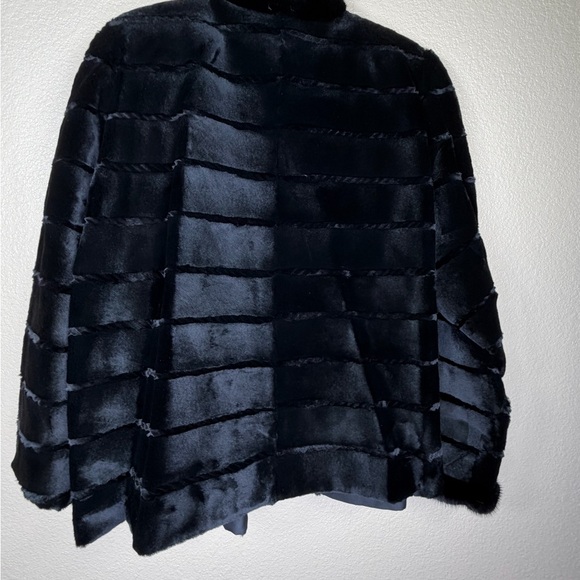 Christia Alta Moda Reversible Sheared Mink Fur Jacket Black Grooved Plucked - Picture 9 of 10